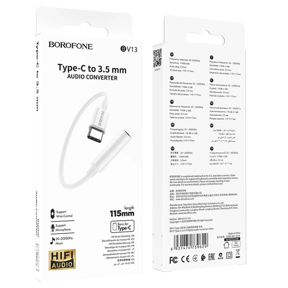 Adaptér USB-C - 3.5mm Jack - Biela