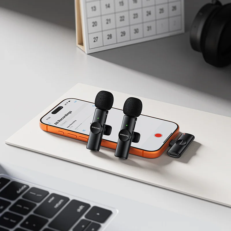 Borofone BFK16A bezdrôtový lavalier mikrofón USB-C 2ks, čierny