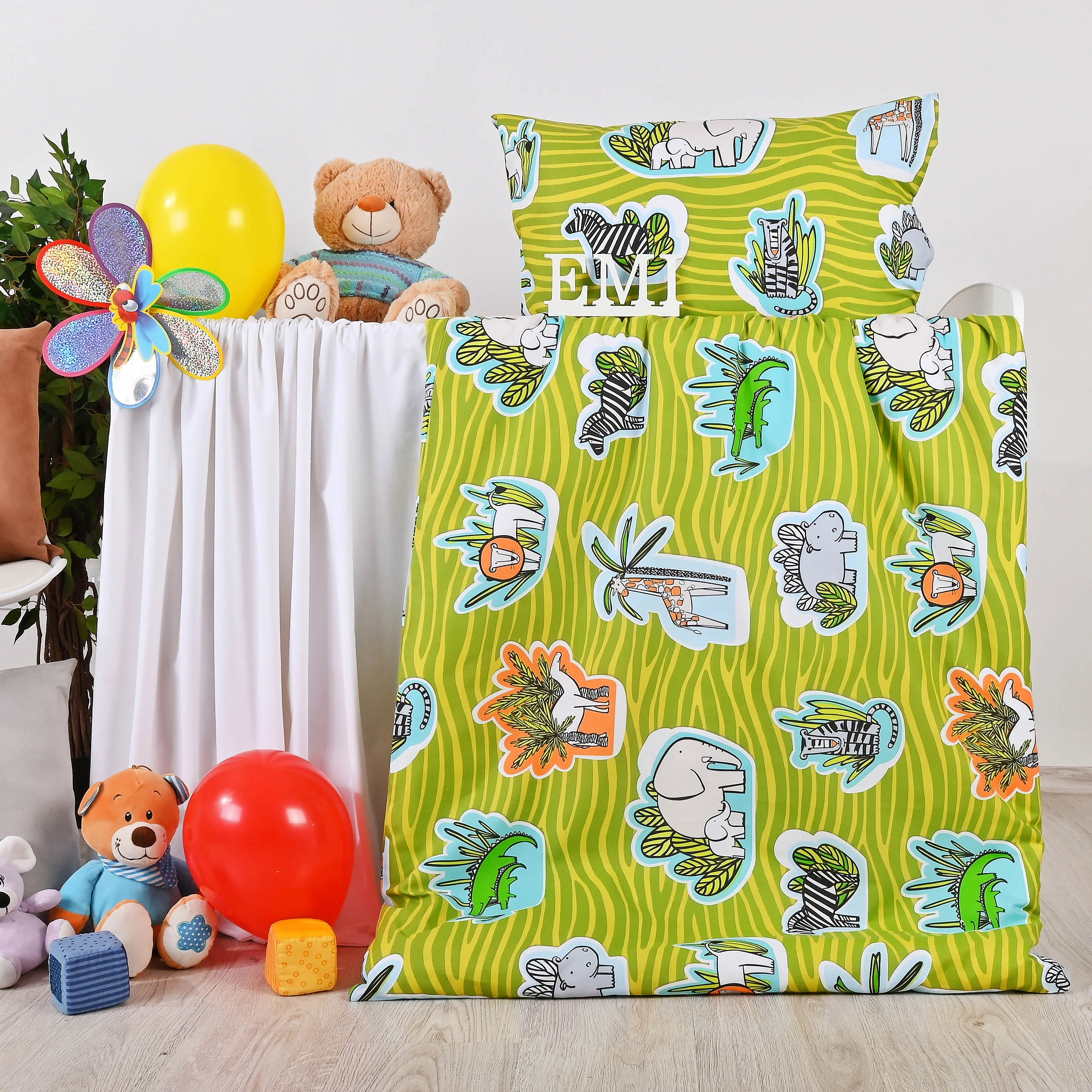 EMI Obliečky detské Jungle zelené 90x130 cm, 45x65 cm 1×1set, detské posteľné obliečky