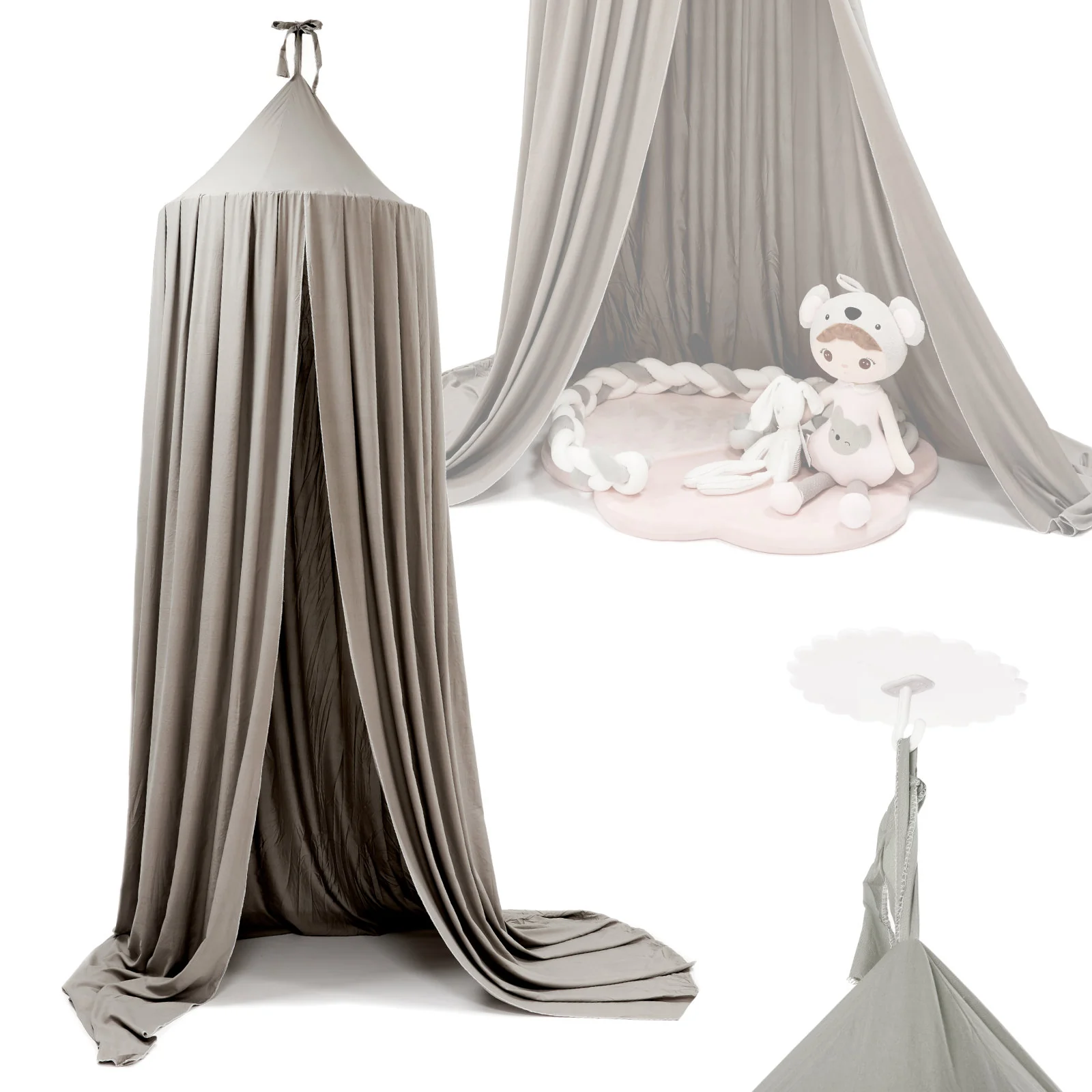 Závesný baldachýn/teepee – sivý