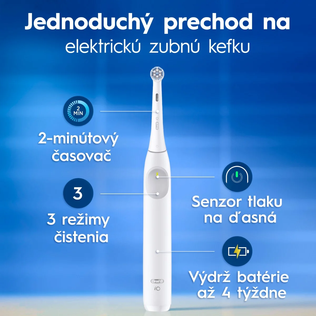 Oral-B iO 2 elektrická zubná kefka + cestovné puzdro, biela 1 set