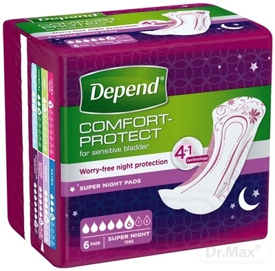 DEPEND SUPER NIGHT (SUPER PLUS) 1×6 ks, inkontinenčné vložky 12×40 cm
