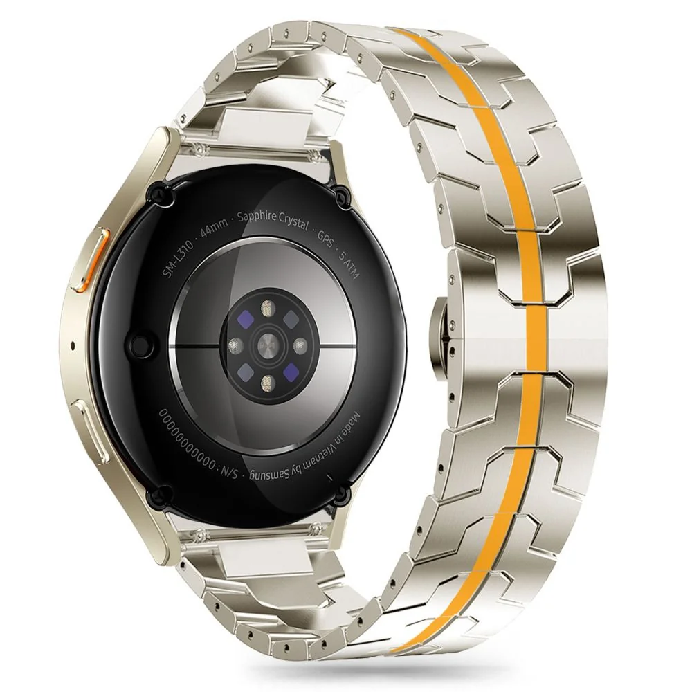 Tech-Protect Stainless Line remienok na Samsung Galaxy Watch 4 / 5 / 5 Pro / 6 / 7 / FE, titanium/orange Pro / 6 / 7 / FE, titanium/orange