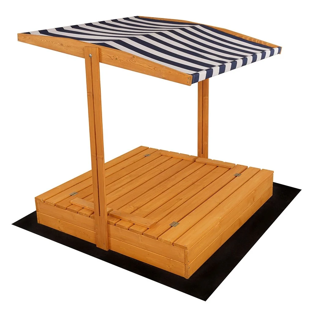 Detské drevené uzatvárateľné pieskovisko s lavičkami a strieškou Baby Mix 120x120 cm