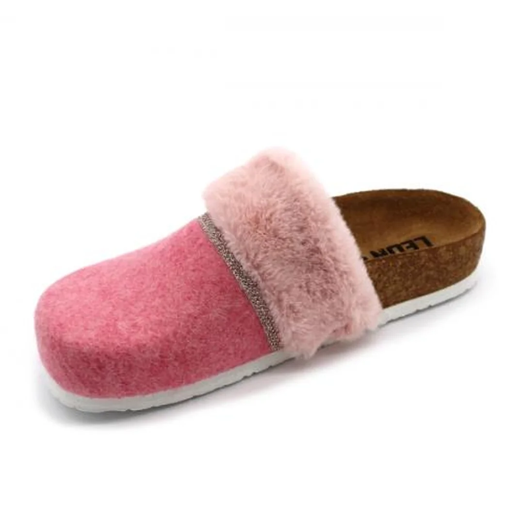 LEON 4261 Dámske zdravotné korkové teplé papuče Ružové 38 - 24,5cm, ružová, 2,0 cm