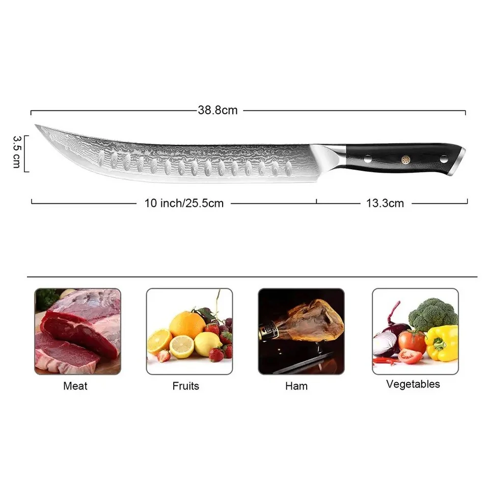 Damaškový kuchynský nôž Fuču-Slicing/Čierna