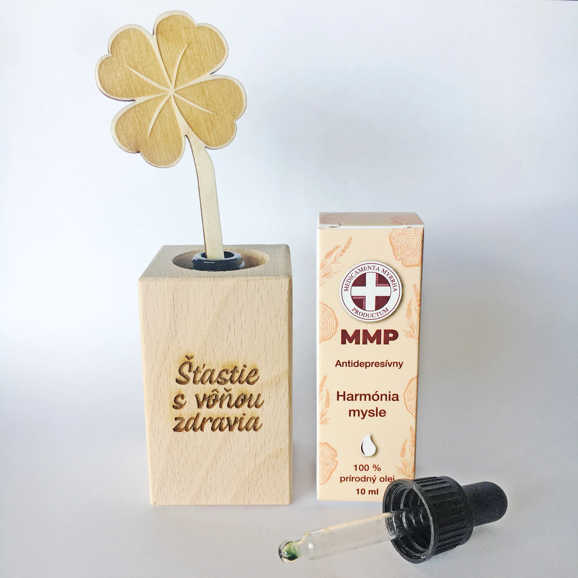 MMP Dezinfekcia interiéru liečivými prírodnými olejmi v bio kvalite - Vitalitas+Harmónia mysle + difúzer 1×1 ks, BIO olej