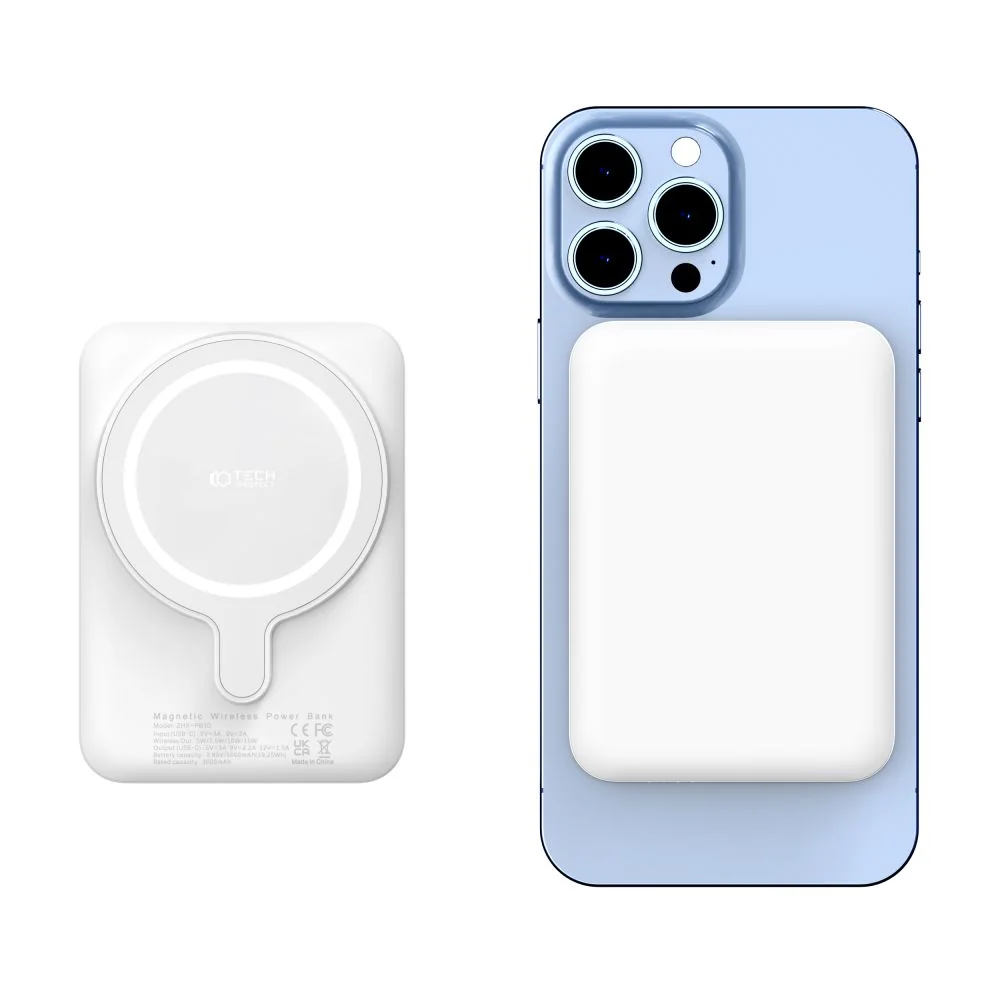 Tech-Protect PB10 MagSafe Power Bank 5000mAh, biely