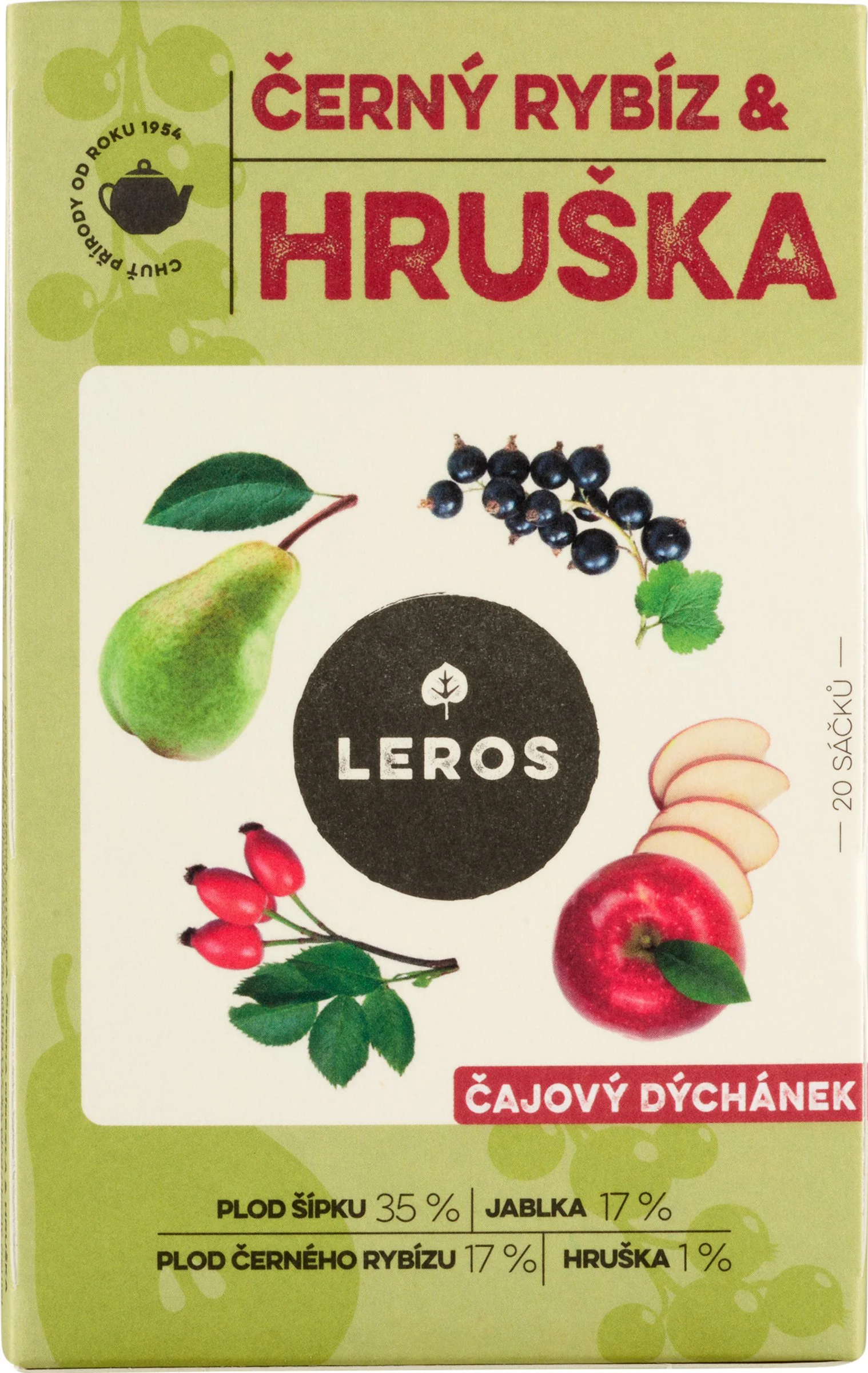 Leros Čajová Chvíľka Čierna Ríbezľa & Hruška 20×2,5 g, čajová zmes