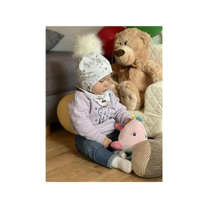 Jesenná dievčenská čiapočka so šatkou na krk New Baby, vel. 86 (12-18m)