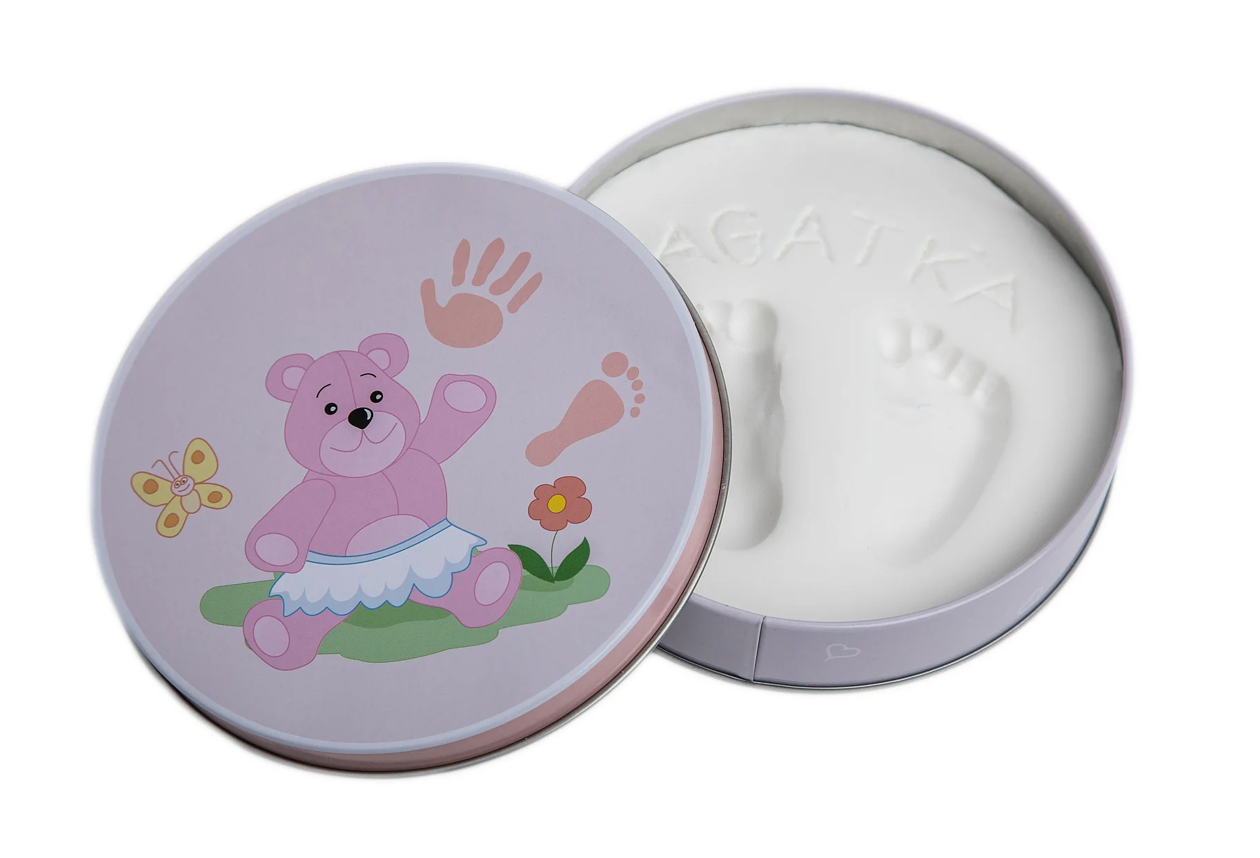 Baby Odtlačok v plechovke, darčeková sada pre dievčatko, ružová