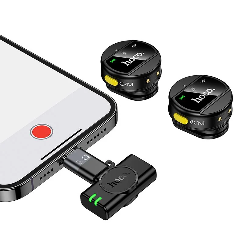 Hoco L22 bezdrôtový mikrofón 2in1 Lightning / USB-C, čierny