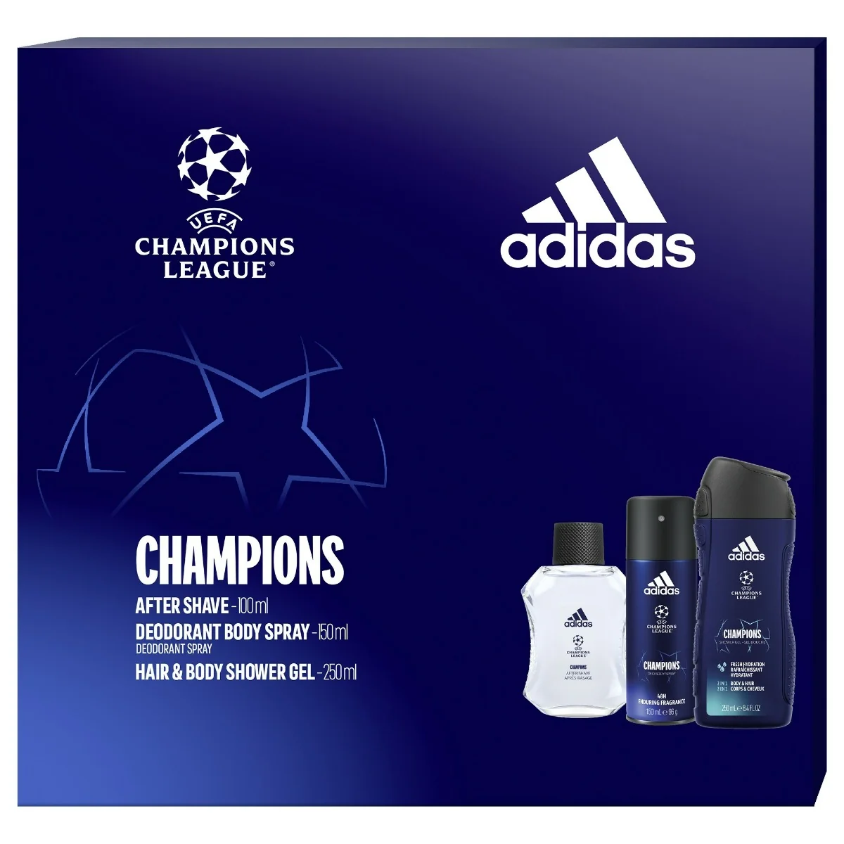 Adidas Uefa Chle Voda P H 100ml+Sg 250ml+Deo 1set 1×1 set