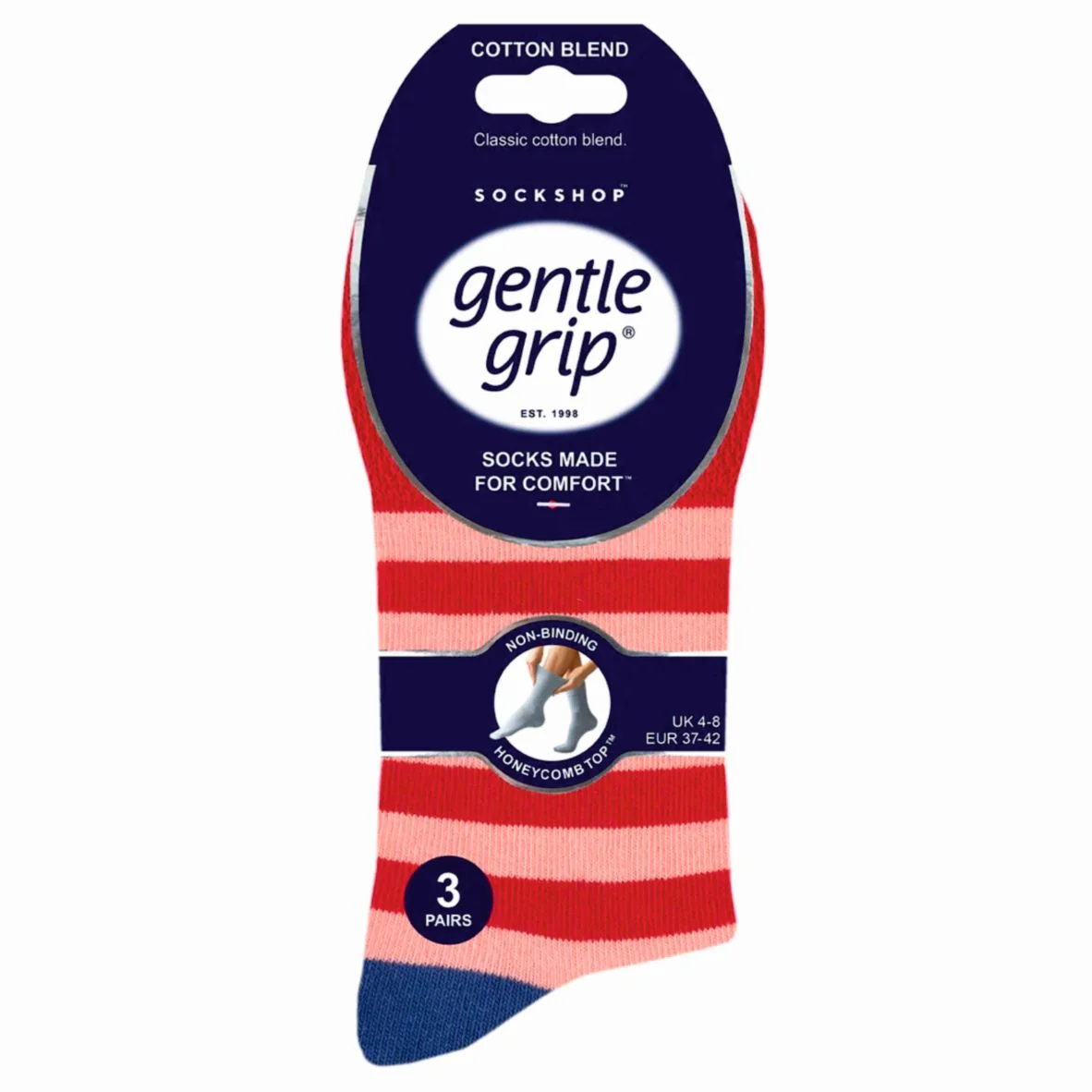 Dámske 3 páry bavlnené ponožky Gentle Grip JOIE široký lem bez gumičiek Veľkosť ponožiek 37-42