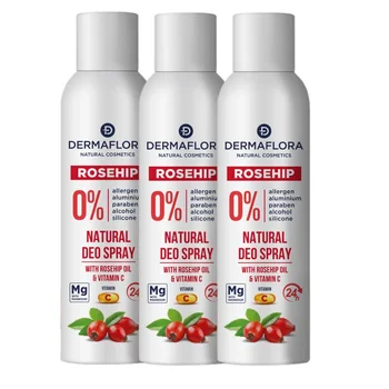 3ks DERMAFLORA dezodorant sprej so Šípkovým olejom