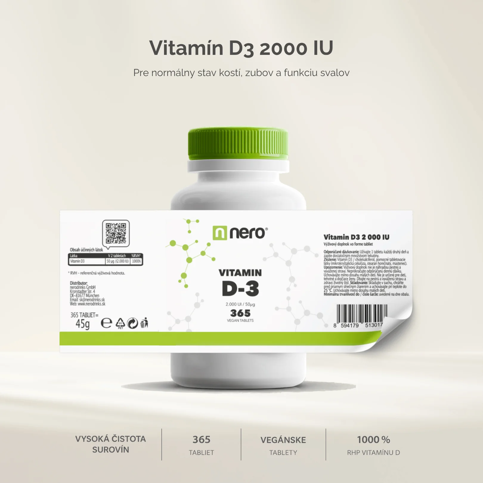 NERO Vitamin D3 2000 IU 365 tabliet