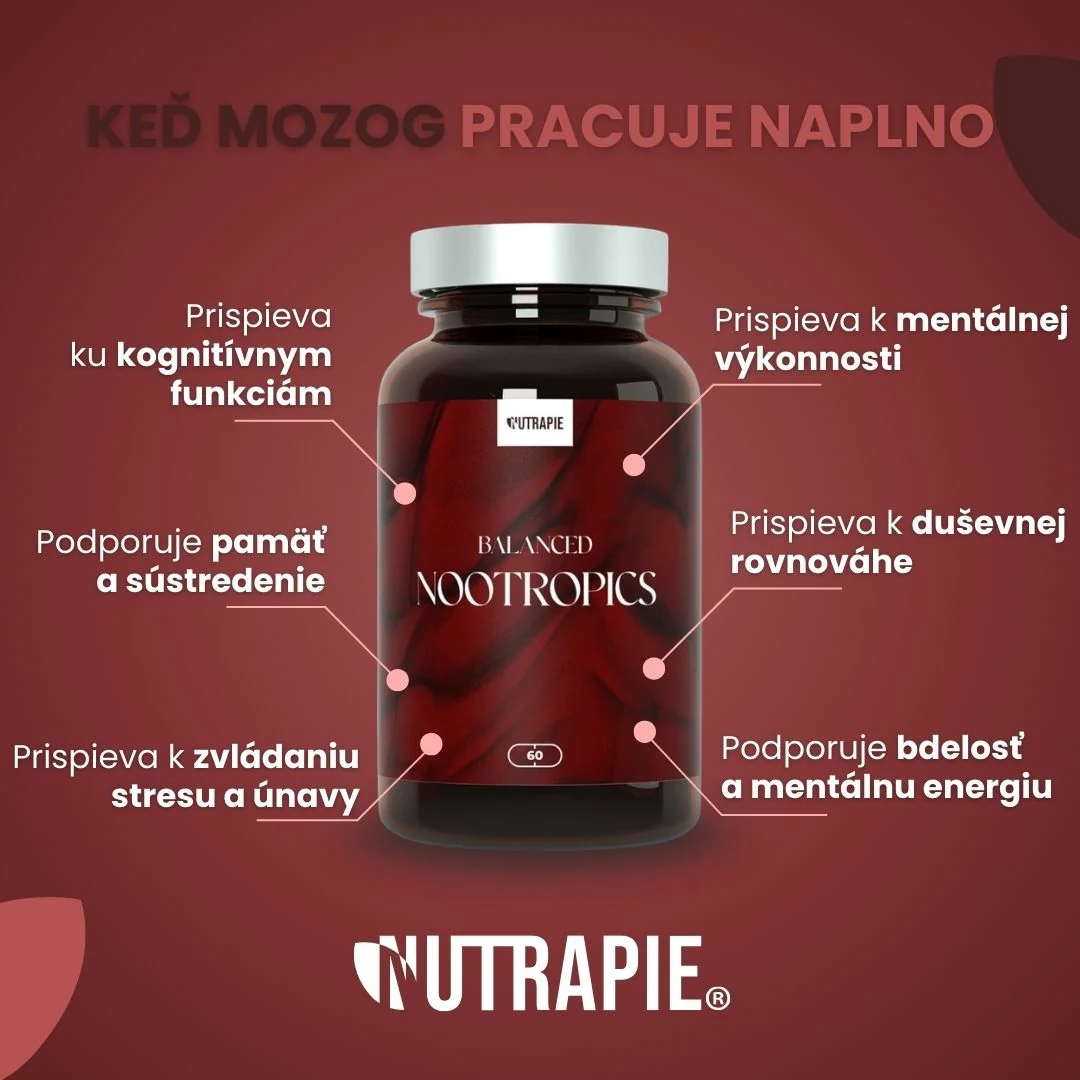 Nutrapie Balanced Nootropics 1×60 kapsúl, výživový doplnok na pamäť a sústredenie