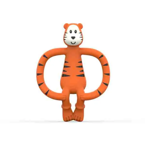 Matchstick Monkey Hryzadlo a zubná kefka tiger Teddy 1×1 ks, hrýzadlo