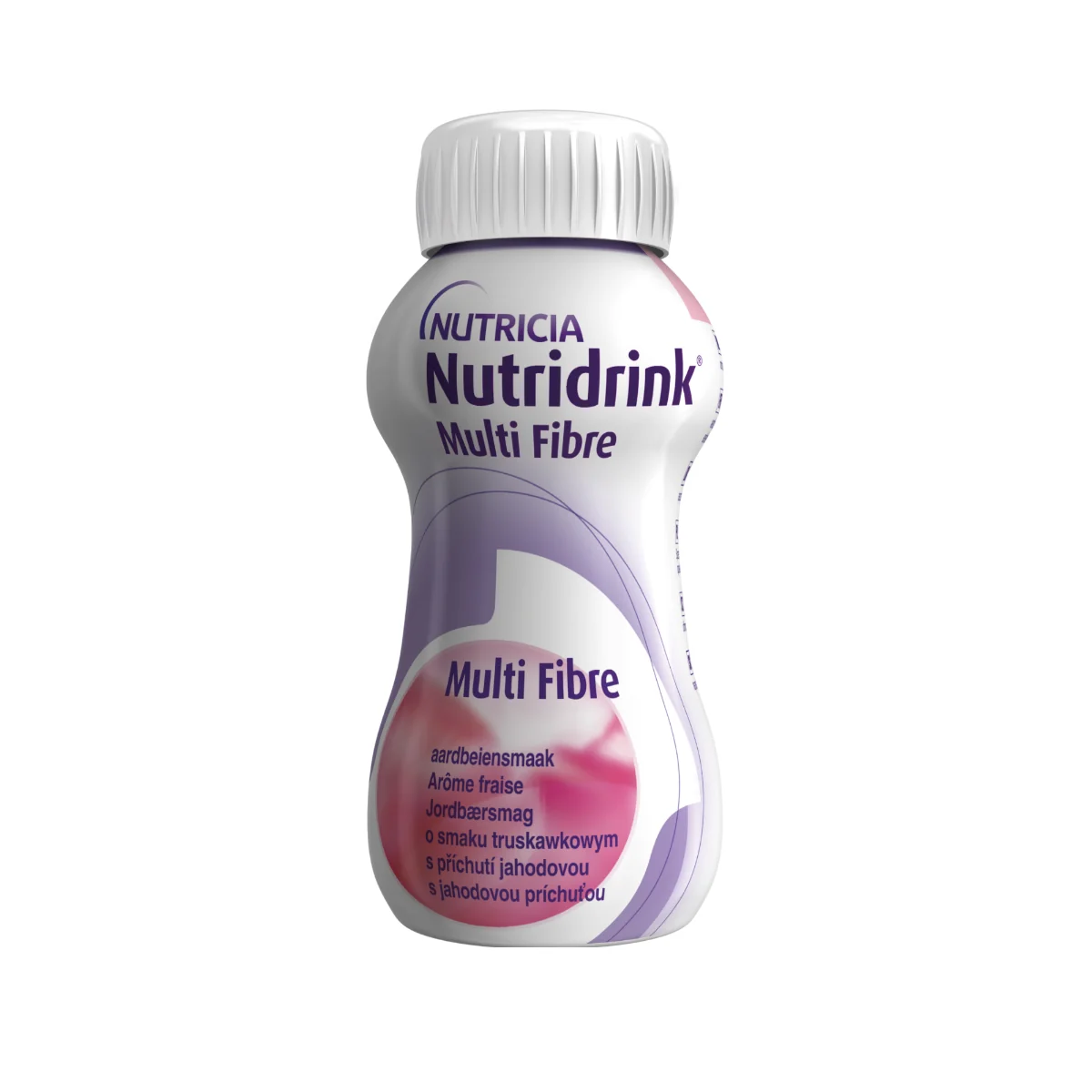 Nutridrink Multi Fibre jahodová príchuť 4×200 ml, nápoj na medicínske účely
