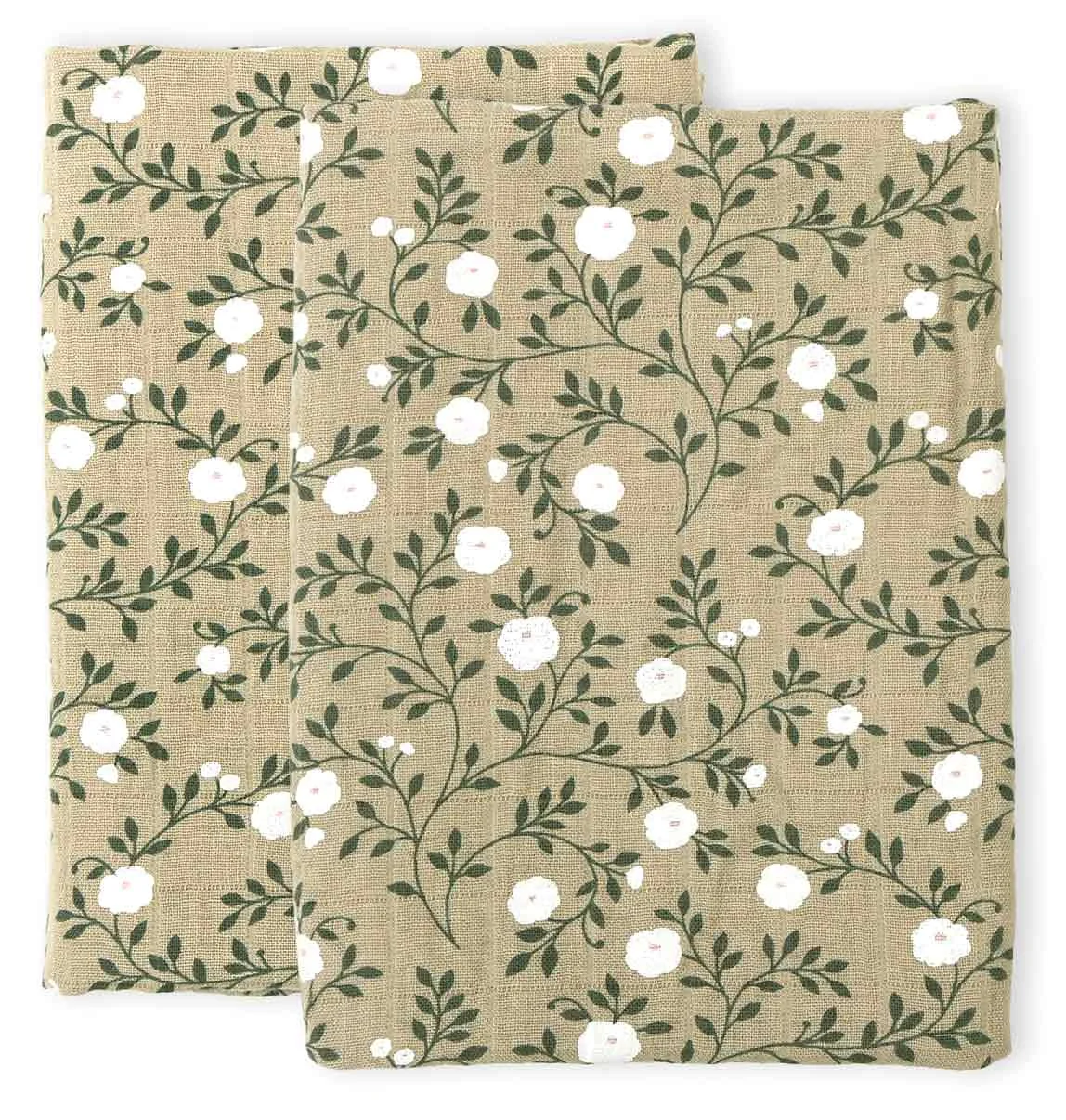 A Little Lovely Company - Mušelínové plienky, blossom - dark sage - 2 ks