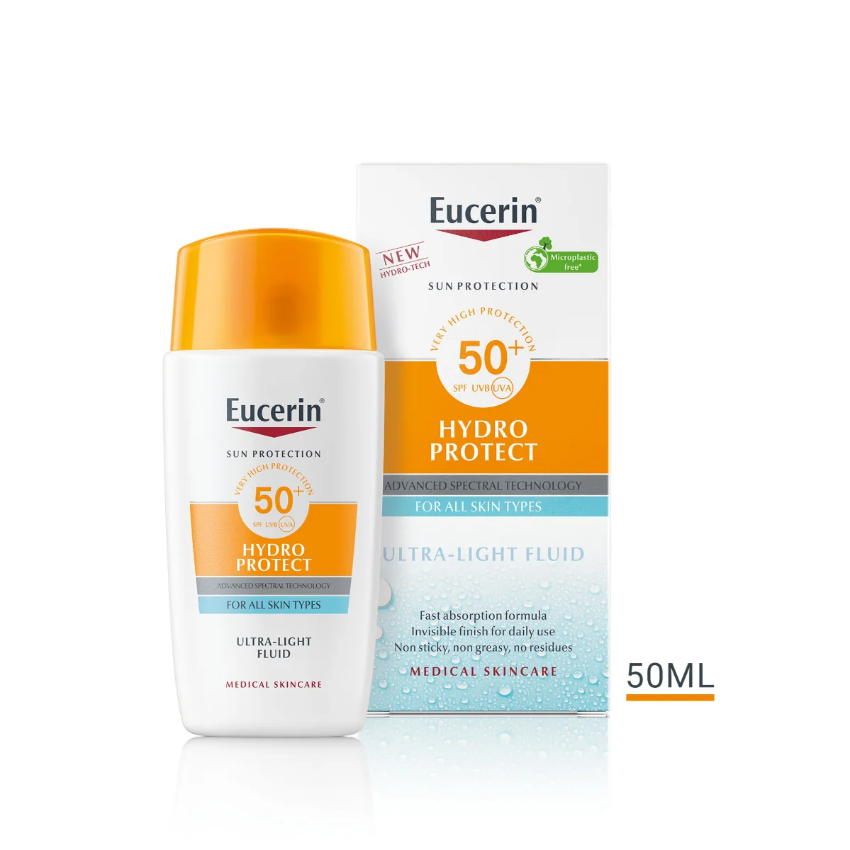 Eucerin SUN Ultra ľahký fluid na tvár HYDRO PROTECT SPF 50+ 1×50 ml, ochranná emulzia