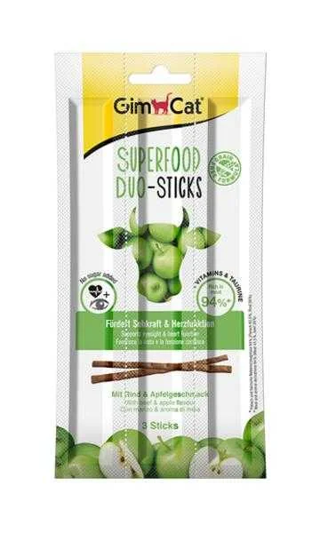 Gimcat Superfood Duo-Sticks Hovädzie+Jablko 1×3 ks, lahodné tyčinky pre mačky