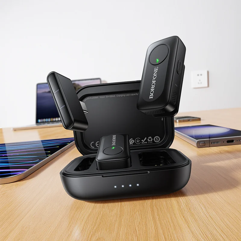 Borofone BFK17 bezdrôtový lavalier mikrofón USB-C, čierny