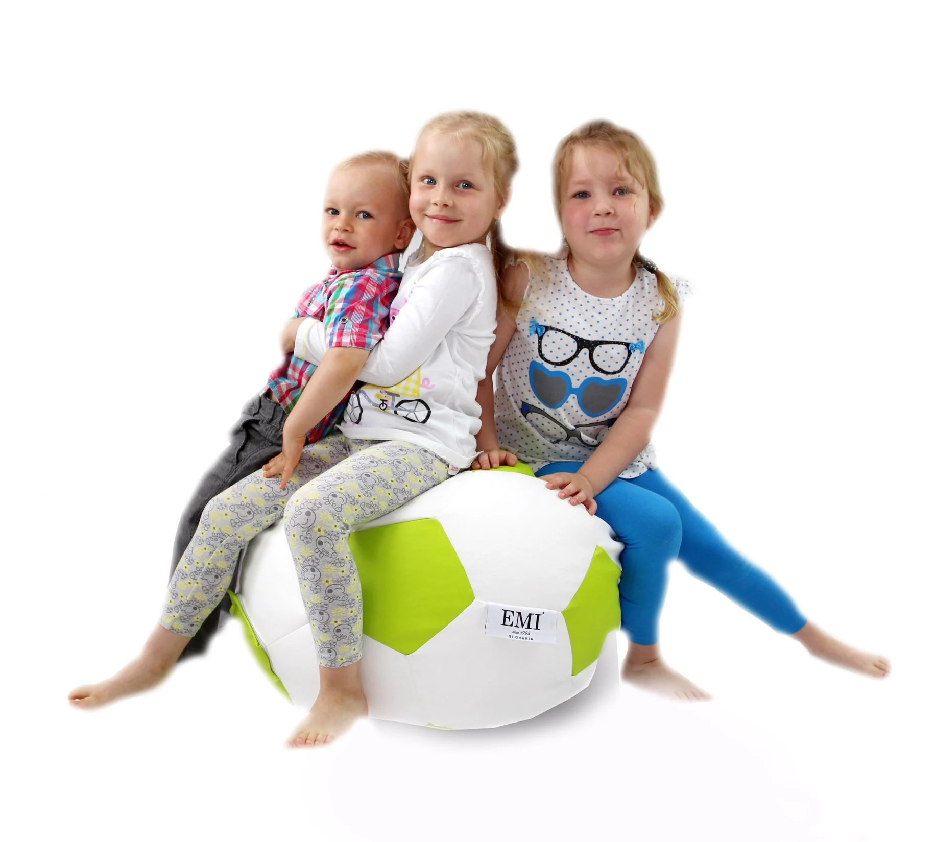 Sedací vak futbalová lopta malá bielolimetková EMI