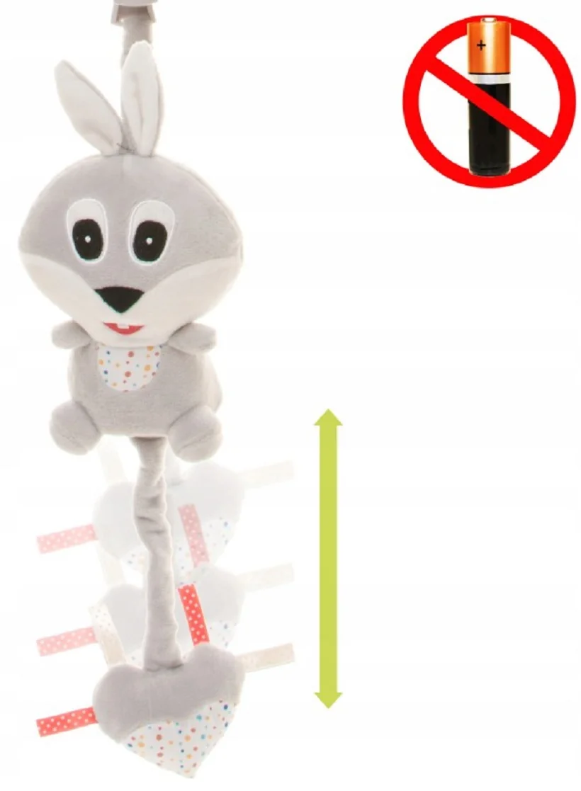 Závesná plyšová hračka s melódiou, Rabbit, sivá 