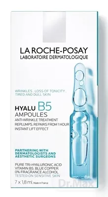 LA ROCHE-POSAY Hyalu B5 ampuly proti vráskam s koncentrovanou dávkou kyseliny hyalurónovej, vitamínom B5 a glukonátom meďnatým 7x1,8 ml