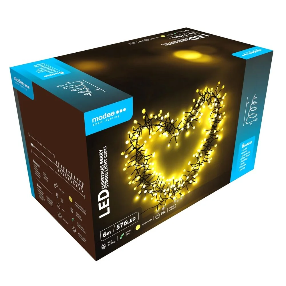 Modee Lighting LED vianočná reťaz 576 LED 6m teplá biela
