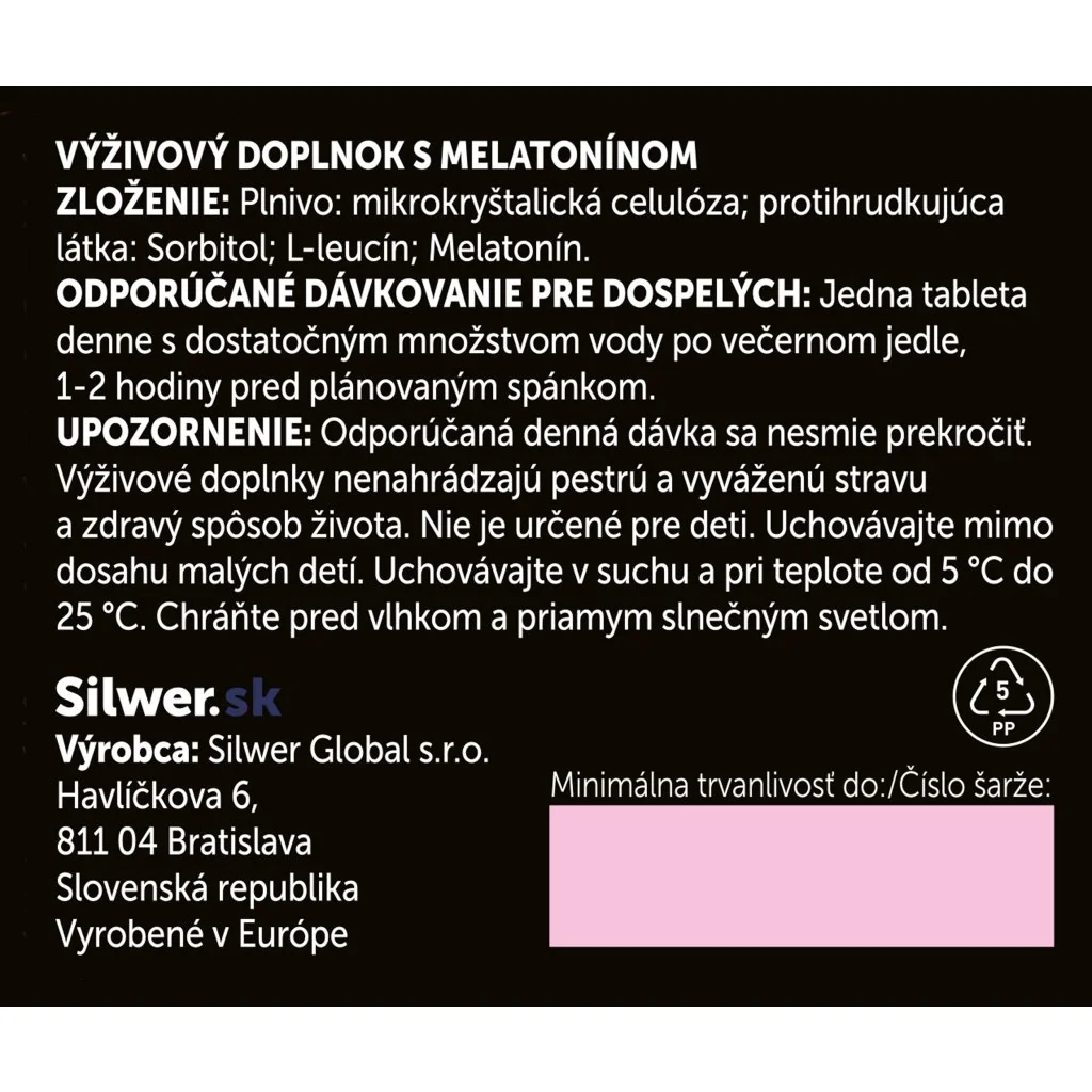 Silwer Melatonín 0,5 mg 600 tabliet. Kvalita spánku, zaspávanie, regenerácia.