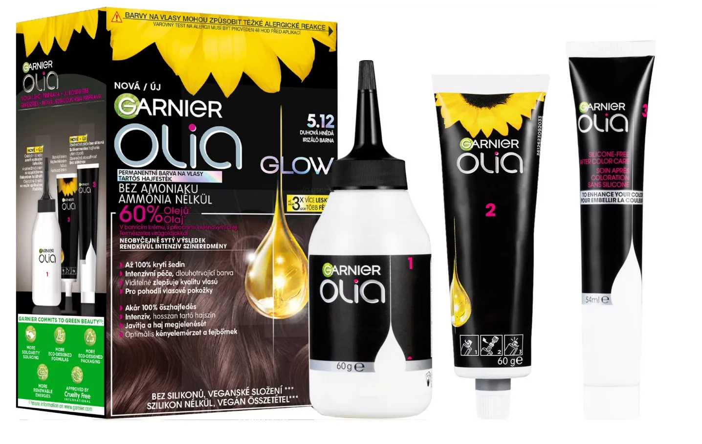 Garnier Olia Glow permanentná farba na vlasy 5.12 Dúhová hnedá 1×1 ks, farba na vlasy