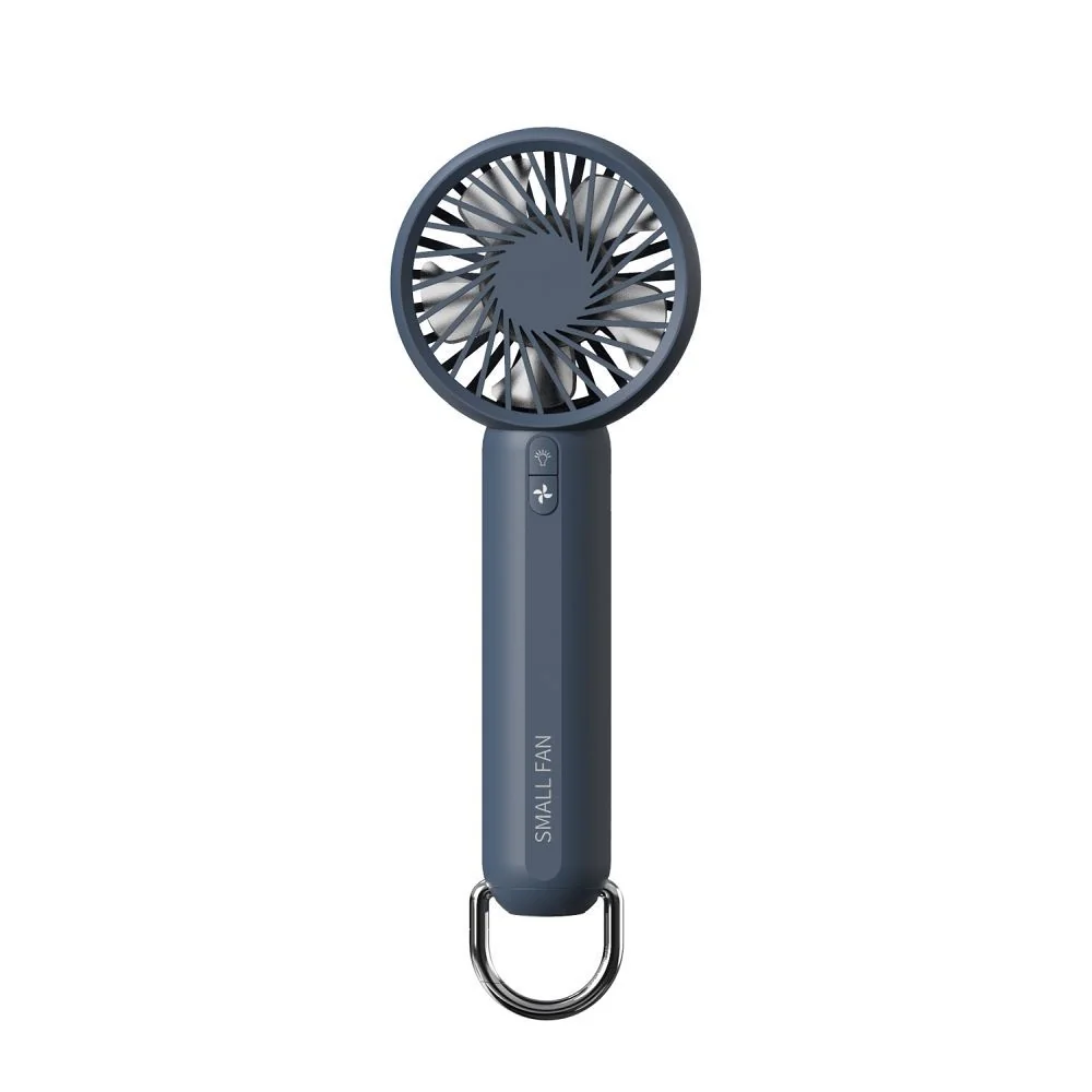 Ručný ventilátor s LED svetlom, tmavomodrý
