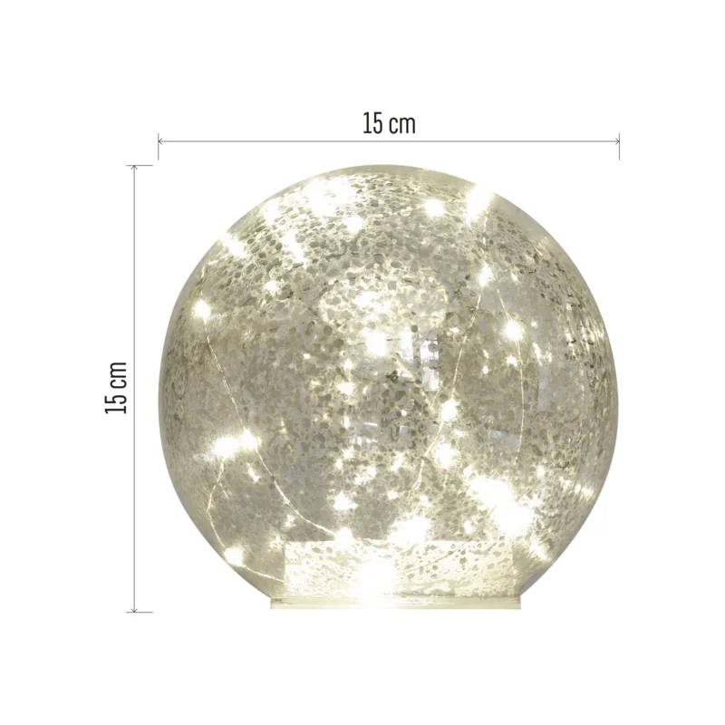 20LED sklenená guľa zlatá, 3x AA, WW, časovač 1 ks