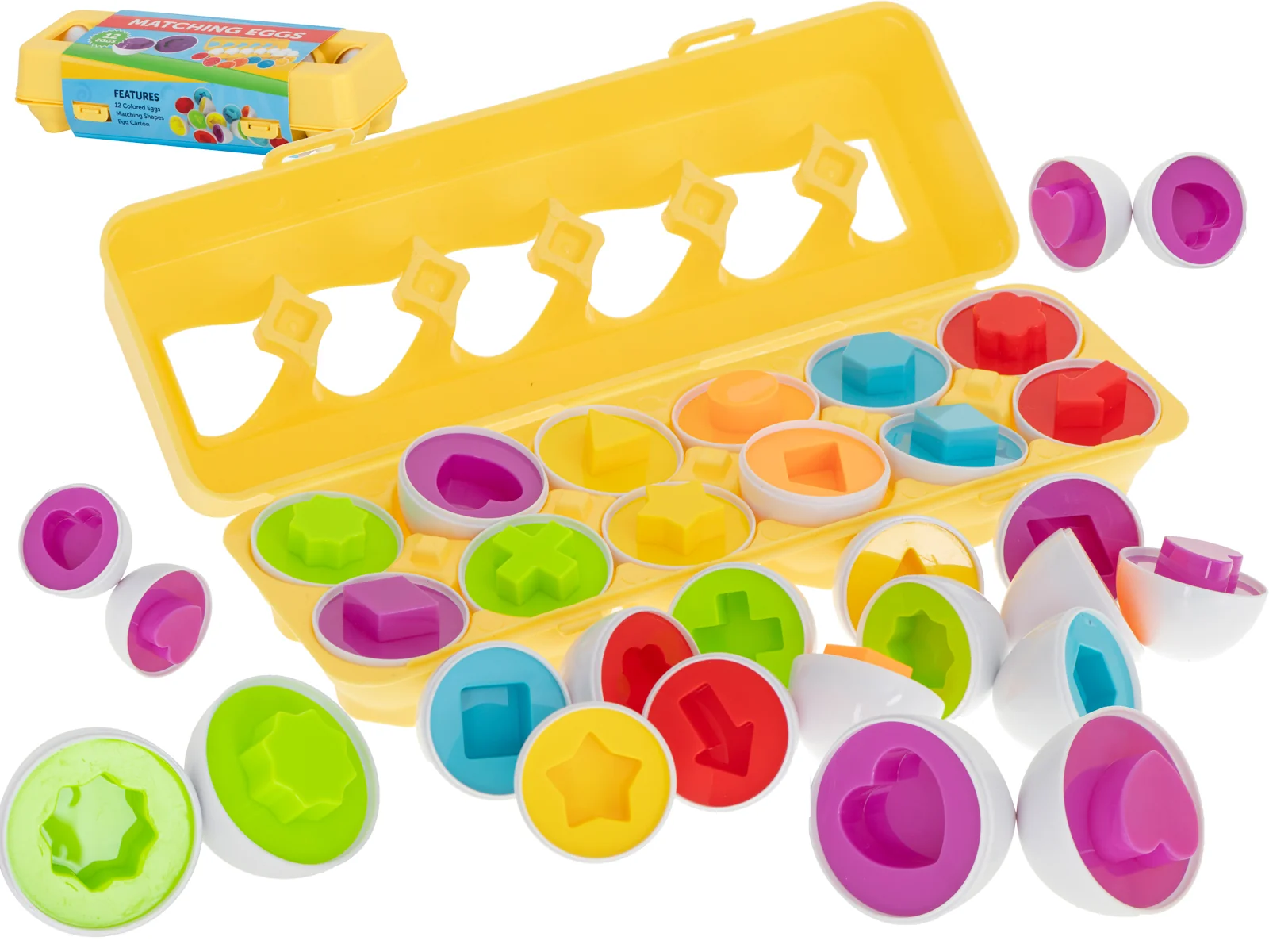 Vajíčka – edukačný set 12 ks (párovanie tvarov a farieb)