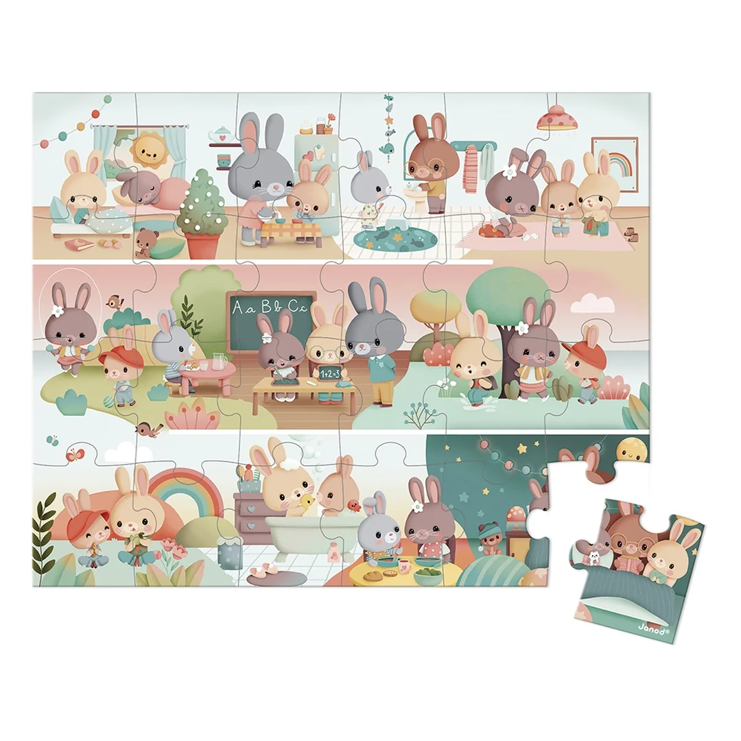 Janod Puzzle Môj deň v kufríku 24 ks