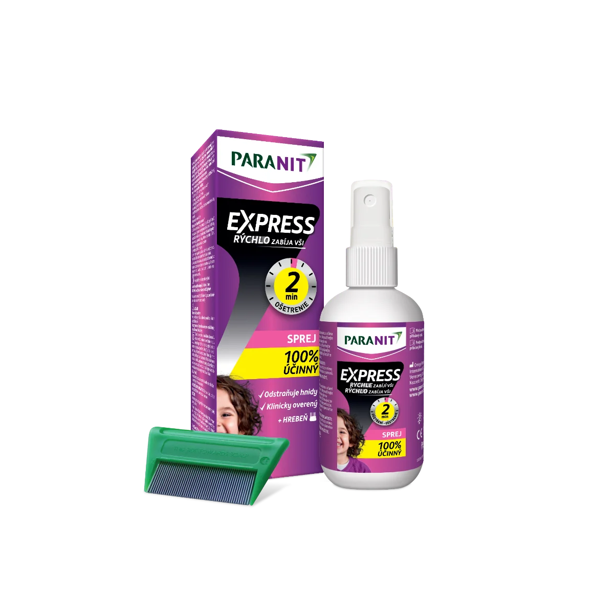 PARANIT EXPRESS SPREJ + hrebeň 1×95 ml, prípravok proti všiam
