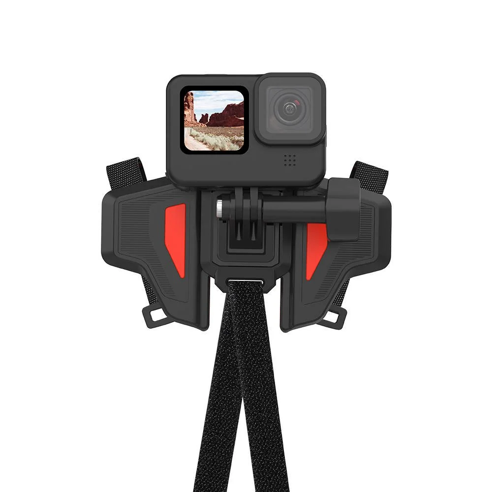 Telesin Helmet Strap držiak na prilbu pre športové kamery, čierny/červený ený