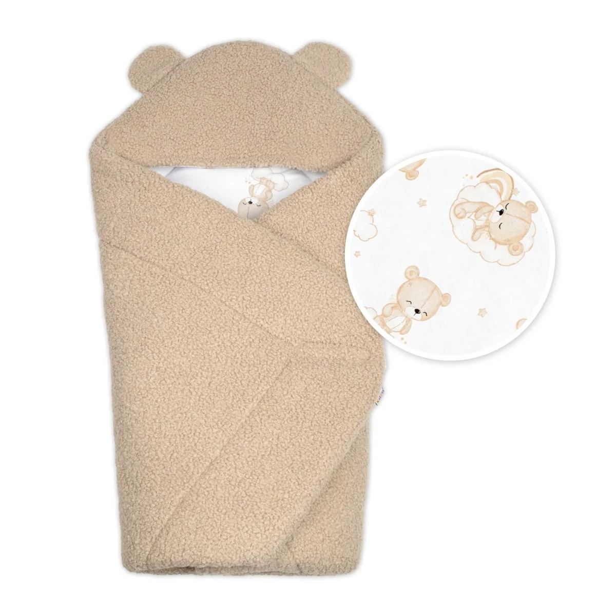Baránková zavinovačka s kapucňou bavlna/baránok, Teddy - Medvedík béžová, hnědá