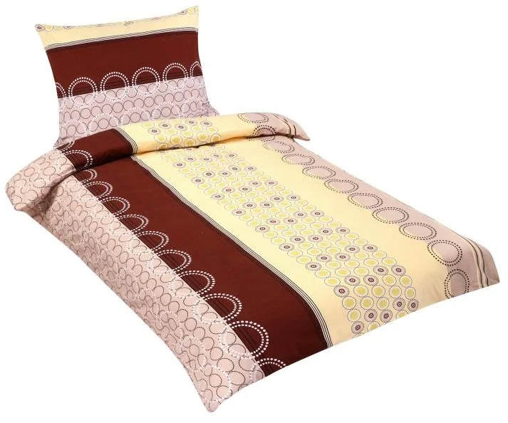 Obliečky flanel 12/237 béžové kruhy 140x200, 70x90 1×1 ks, obliečky