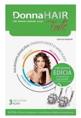 Donna HAIR Forte 3-mesačná kúra 1×90 tbl, vlasová kúra (+náušnice)