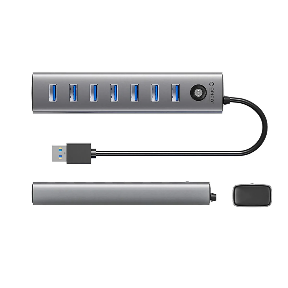 Orico CL7U-U3 HUB adaptér USB - 7x USB 3.0 / USB-C 3A, šedý
