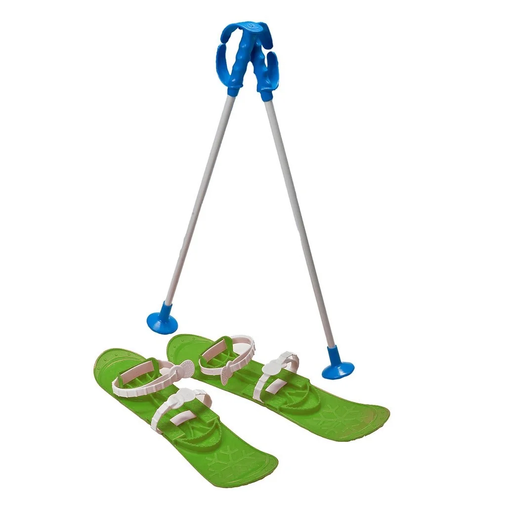 Detské lyže s viazaním a palicami Baby Mix BIG FOOT 42 cm zelené , 