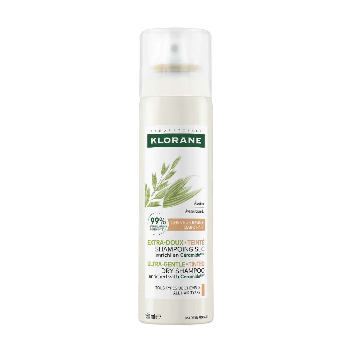 KLORANE SUCHÝ ŠAMPÓN s ovseným mliekom a ceramidmi 1×150 ml, suchý tónovací šampón