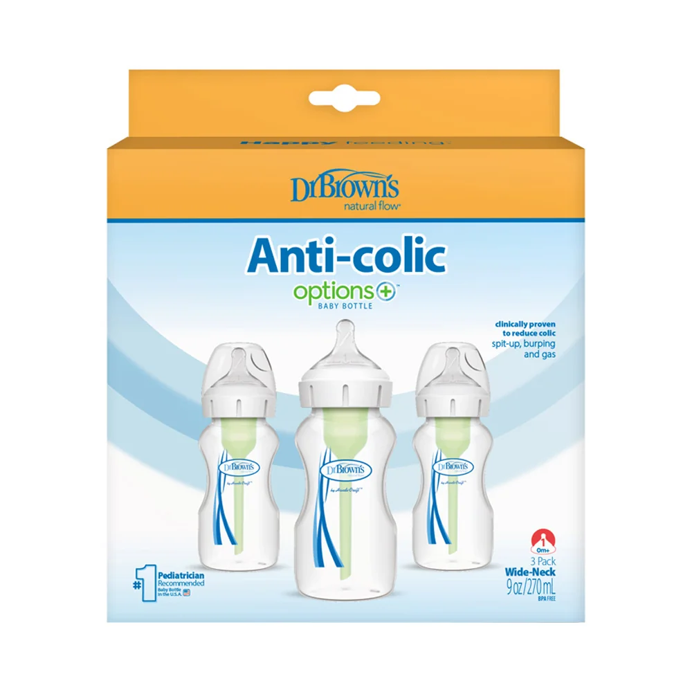 Dojčenská Antikoliková fľaša Options+ Wide-Neck 270ml 3 ks (WB93600)