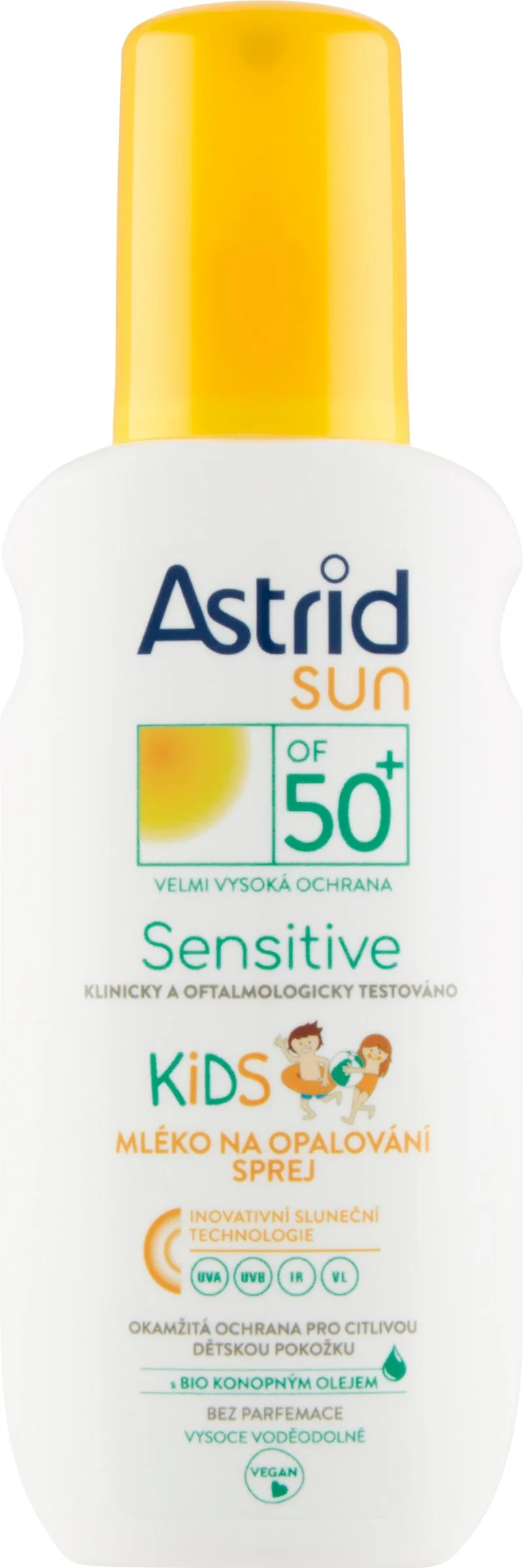 ASTRID SUN SENSITIVE Detské mlieko OF 50+ 1x150 ml, sprej na opaľovanie