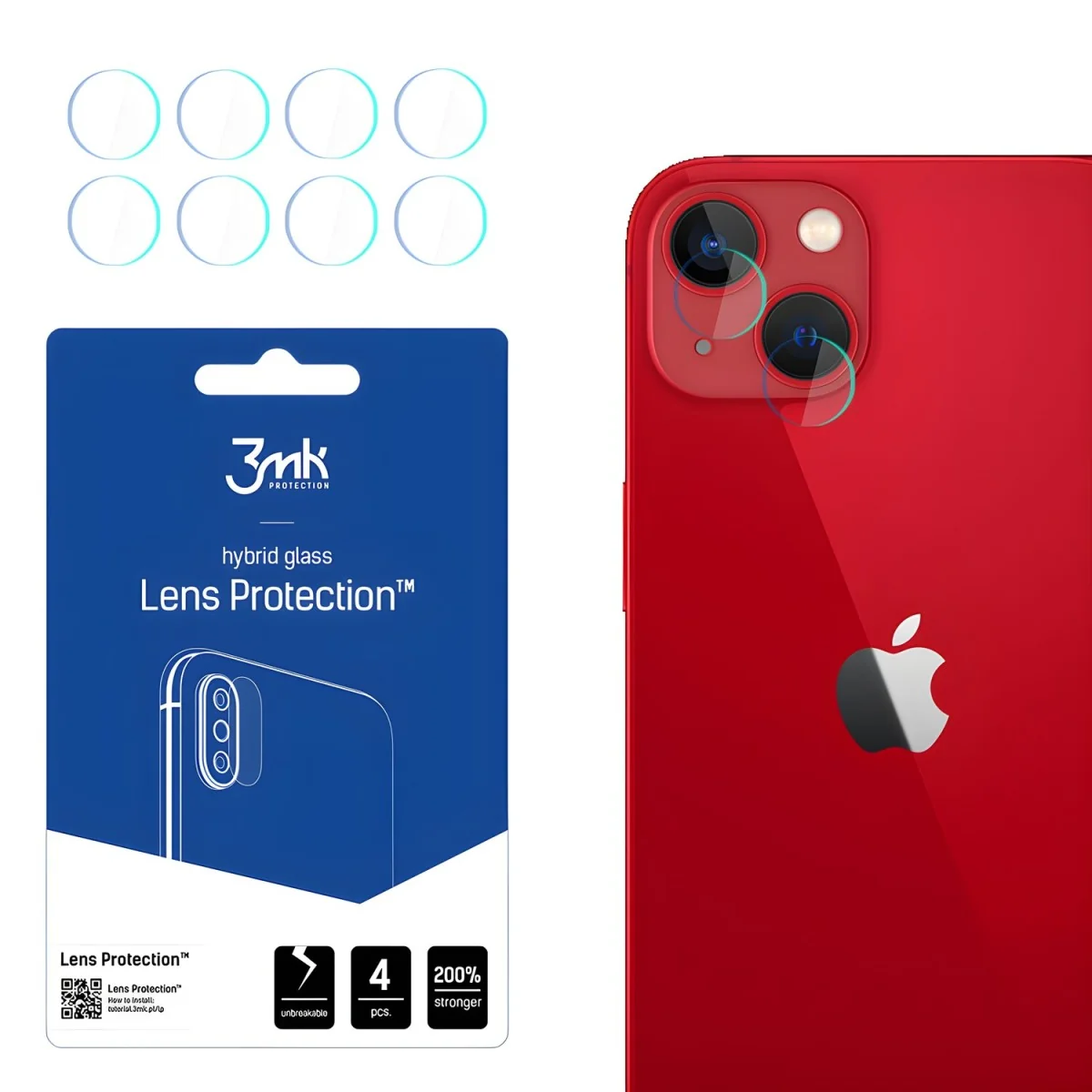 4x Ochranné sklo na fotoaparát pre Apple iPhone 13 Mini - Transparentná