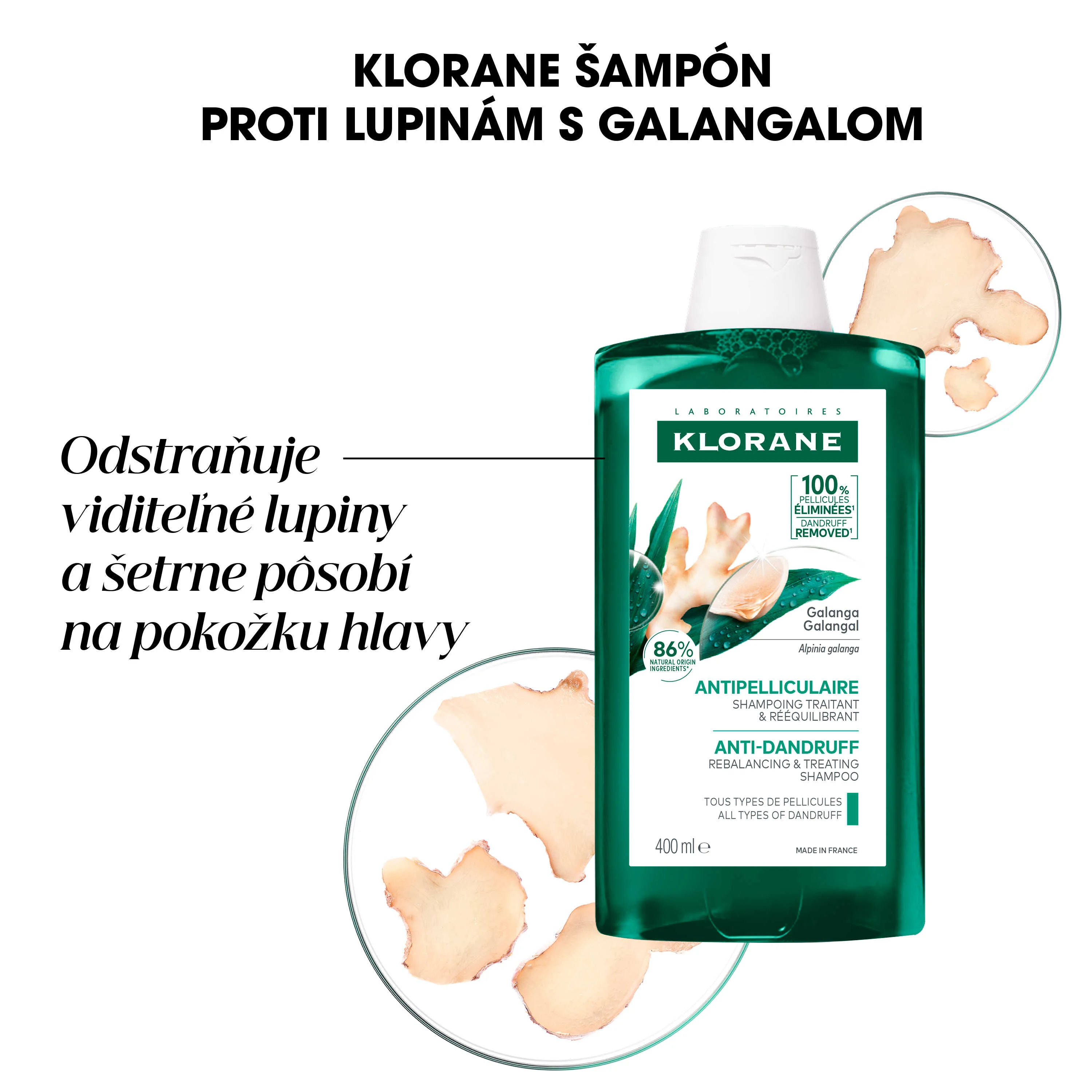 KLORANE ŠAMPÓN proti lupinám s galangalom 400 ml