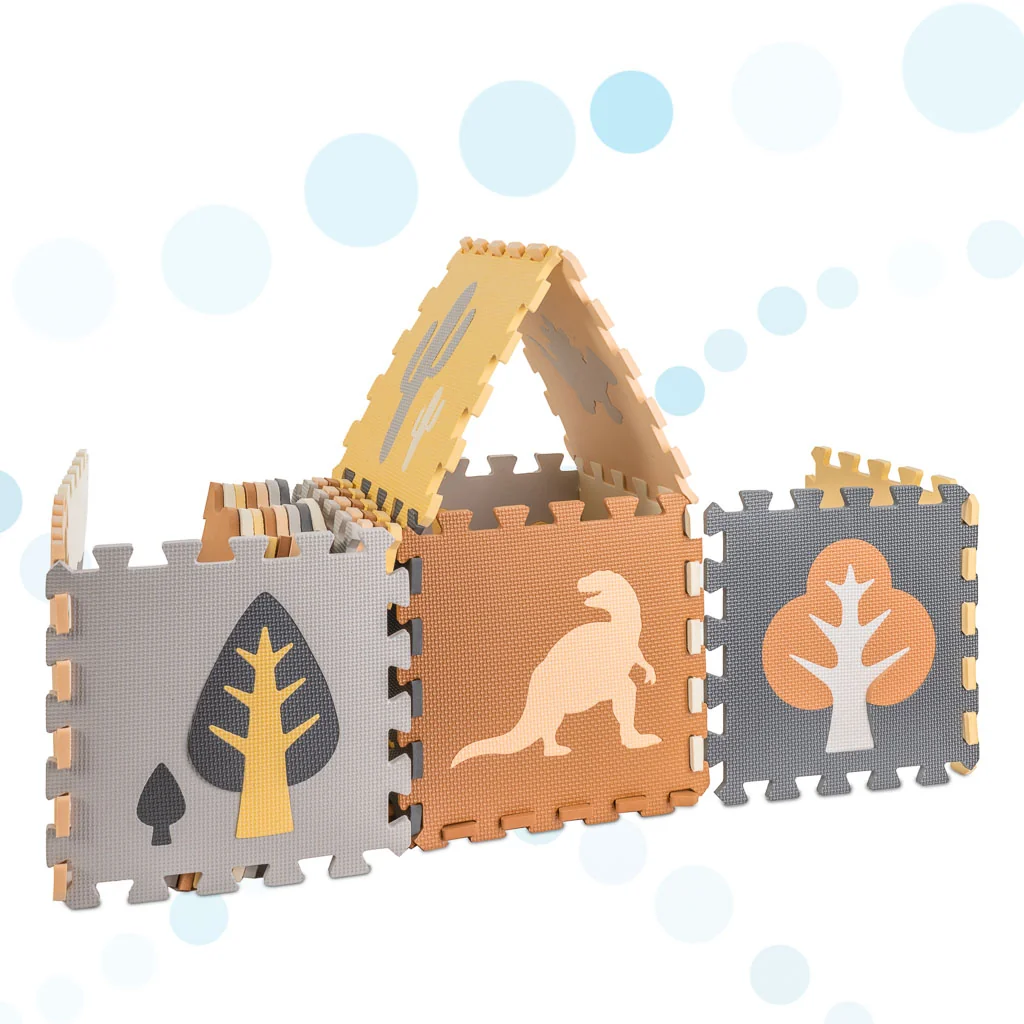Podložka penové puzzle dinosaury 36 ks – podložka a ohrádka 143×143 cm